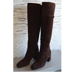 Franco Sarto L-PAVA Dark Java Over the knee Chocolate Brown Suede Size 9.5 Boots